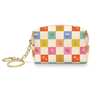 Checkerboard Blooms Key Chain Pouch - Olita Gifts & Goods