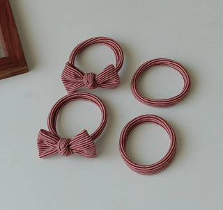 Red Striped Bow Seamless Hair Ties
