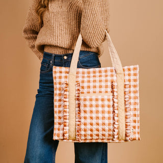 The Everyday Quilted Tote Bag-Maple Gingham - Olita Gifts & Goods