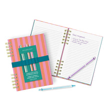 Load image into Gallery viewer, Cabana Stripes Harper Split-Spiral Notebook &amp; Pen Set
