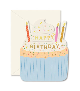 Birthday Cupcake die - cut folded Greeting Card - Olita Gifts & Goods