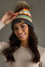 Load image into Gallery viewer, Charcoal Colorful Patterned Pom Hat
