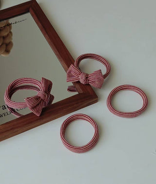 Red Striped Bow Seamless Hair Ties