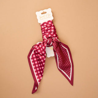 Twirl & Tie Scarf Accessory-Gingham Burgundy - Olita Gifts & Goods