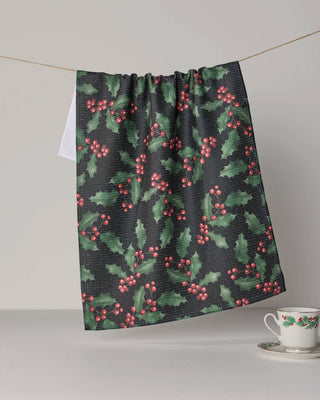 Holly Night Tea Towel