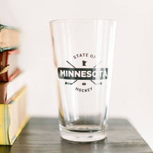 Load image into Gallery viewer, Minnesota State of Hockey Pint Glass
