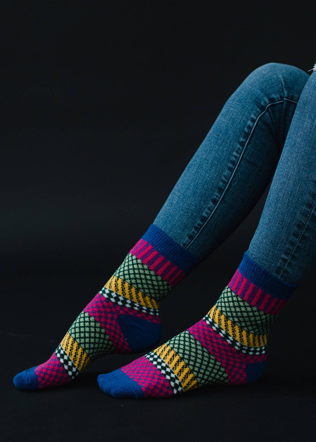 Blue, Pink & Green Pattern Socks