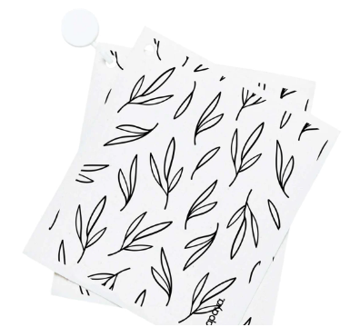 Papaya Reusable Paper Towels & Hook Black/White Twiggy Pkg/2