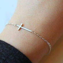 Load image into Gallery viewer, Sideways Cross Bracelet: Gold + Silver
