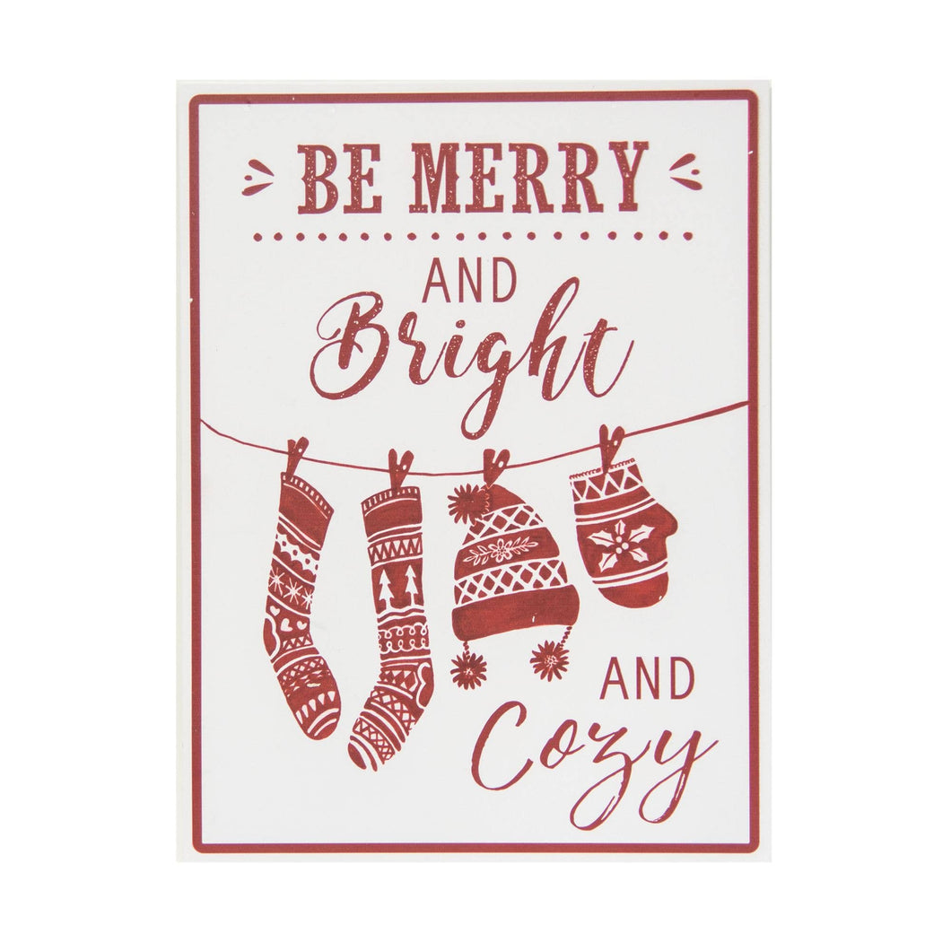 Merry, Bright & Cozy Metal Sign
