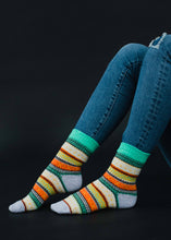 Load image into Gallery viewer, Green, Lilac &amp; Orange Pattern Socks
