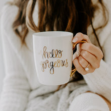 Load image into Gallery viewer, Hello Gorgeous Gold Coffee Mug
