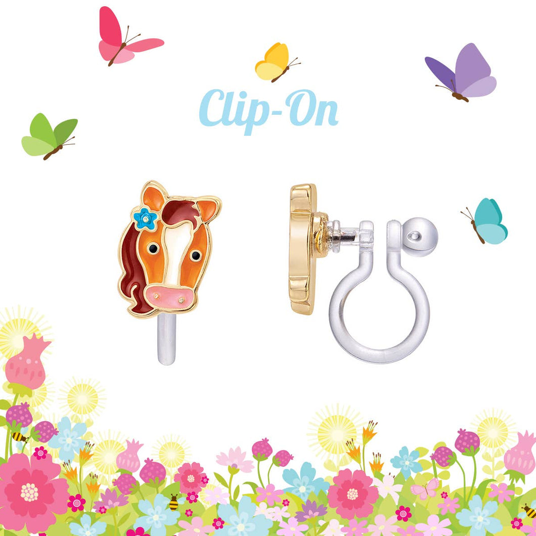 CLIP ON Cutie Earrings- Pretty Pony